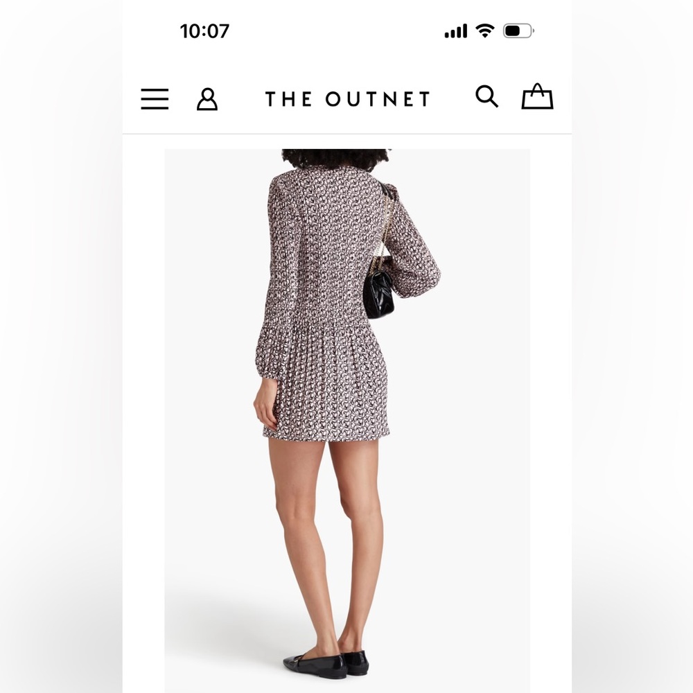Maje Floral Print Long-Sleeve Mini Dress in Black and White